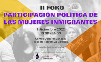Cartel del II Foro de Por Ti Mujer sobre el papel de las mujeres inmigrantes en política